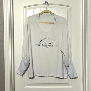 ‘Just Breathe’ White Long Sleeve Oversized Top. Size L $13